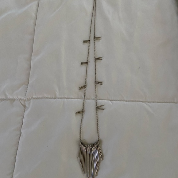 Long Silver Metal Fringe Necklace by Bancroft - Picture 3 of 4